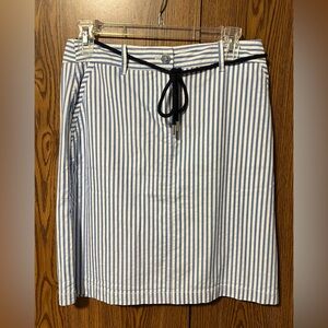 Talbots blue white striped pencil skirt with rope belt women’s size 4P NWT
